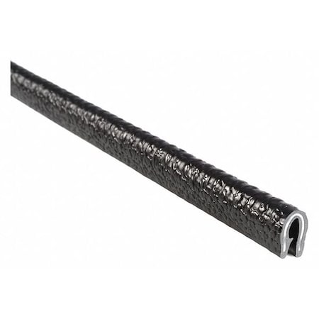 Edge Trim, PVC, Metal, 25 ft Length, 3/8 in Overall Width, Style: Edge Trim with Single Grip Tongue MPN:1630SB3-1581-25