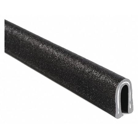 Edge Trim, PVC, Aluminum, 100 ft Length, 3/8 in Overall Width, Style: Rubber Look MPN:2200SB7X1/8-100