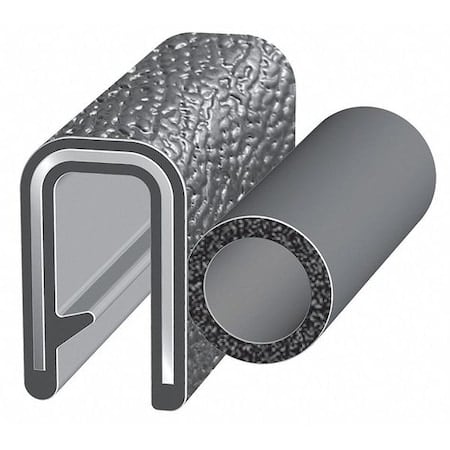 Trim Seal, EPDM, 100 ft Length, 5/8 in Overall Width, Style: Trim with a Top Bulb MPN:3100B3X1/16A-100