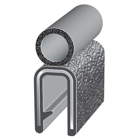 Trim Seal, EPDM, 100 ft Length, 7/16 in Overall Width, Style: Trim with a Side Bulb MPN:4100B3X1/16C-100