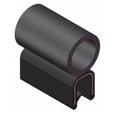 Trim Seal, EPDM, 25 ft Length, 7/16 in Overall Width, Style: Trim with a Side Bulb MPN:4100B3X1/4C-25