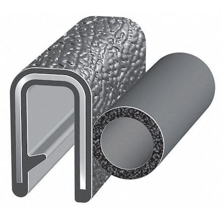 Trim Seal, EPDM, 100 ft Length, 3/4 in Overall Width, Style: Trim with a Top Bulb MPN:4100B3X1/8A-100