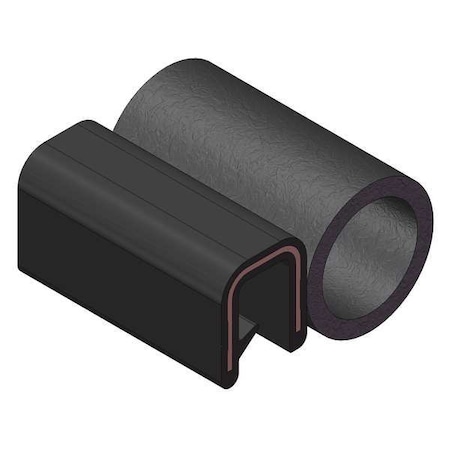 Trim Seal, EPDM, 25 ft Length, 7/8 in Overall Width, Style: Trim with a Top Bulb MPN:6100B3X1/16A-25