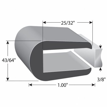 Rubber Edge Trim, 100 ft L, 11/16 in W MPN:X1016-100