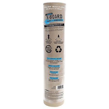 Floor Protection, 35 in W x 100 ft L, 22 mil, Paperboard, Brown, Non-Adhesive MPN:12370