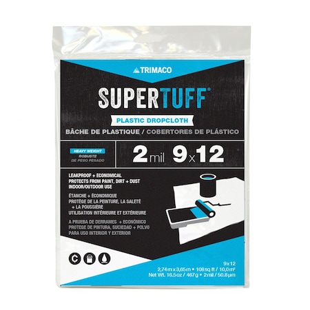 Drop Cloth, LDPE, Clear, 9 ft.L, 2 mil MPN:03304