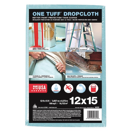 Leakprf/SlipResDropCloth, Blu, 12ftLx15ftW MPN:90039