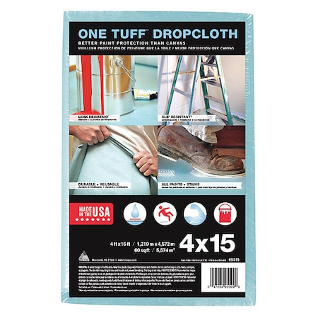 Extra Heavy Duty, Leakproof/Slip Resistant Drop Cloth, Polyester/Pulp, 4 ft x 15 ft. 10 mil Thick MPN:90099