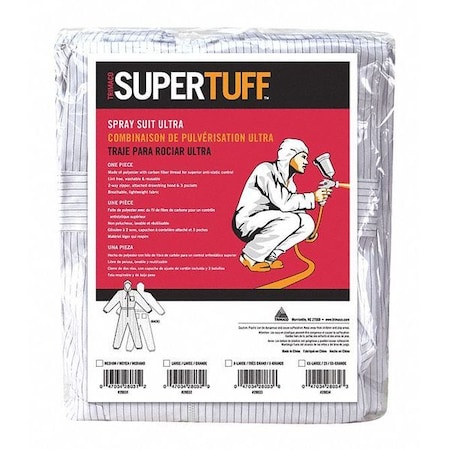 Disposable Coverallss, Hooded, M, 0.5% Carbon Fiber, 99.5% Polyester, Elastic Ankle, Sewn Seam MPN:28031