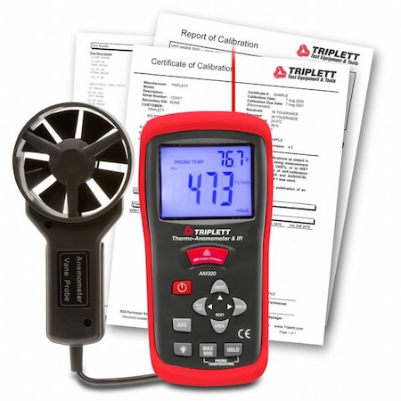 Anemometer, 80 to 5, 906fpm, 14 to 140F MPN:AM320-NIST