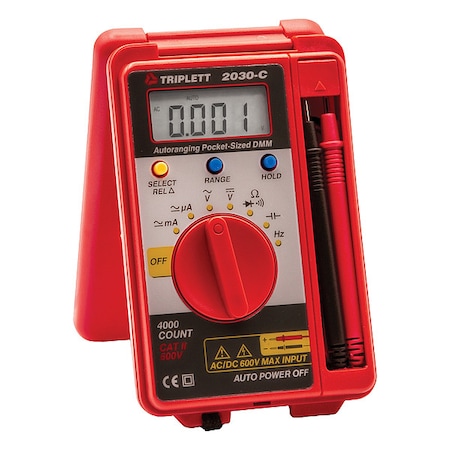 Digital Multimeter, 600 V Max DC, 0.1 mV Max AC, Average, 4, 000 Instrument Counts, LCD MPN:2030