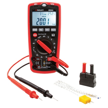Digital Multimeter/Environmental Meter, 600 V Max DC, 0.1 V Max AC, Average, Backlit LCD MPN:9055