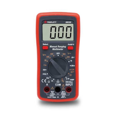 TRMS Manual Ranging DMM w/ Certificate o, 600 V Max DC, 2 V Max AC, TRMS, 2000 Instrument Counts MPN:MM300-NIST
