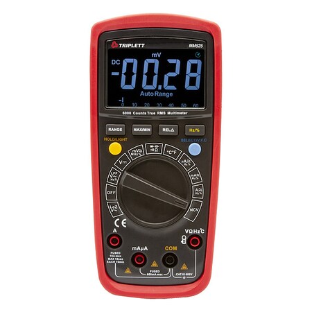 Digital Multimeter, 600 V Max DC, 60 mV Max AC, TRMS, 6, 000 Instrument Counts, EBTN with Bar Graph MPN:MM525-NIST