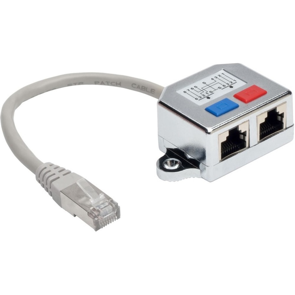 Eaton Tripp Lite Series 2-to-1 RJ45 Splitter Adapter Cable, 10/100 Ethernet Cat5/Cat5e (M/2xF), 6 in. - N035001 MPN:N035-001