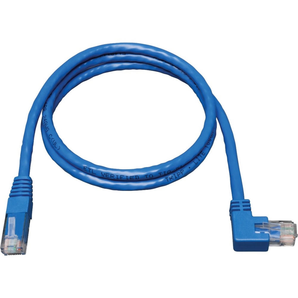 Eaton Tripp Lite Series Right-Angle Cat6 Gigabit Molded UTP Ethernet Cable (RJ45 Right-Angle M to RJ45 M), Blue, 5 ft. (1.52 m) - N204005BLRA MPN:N204-005-BL-RA