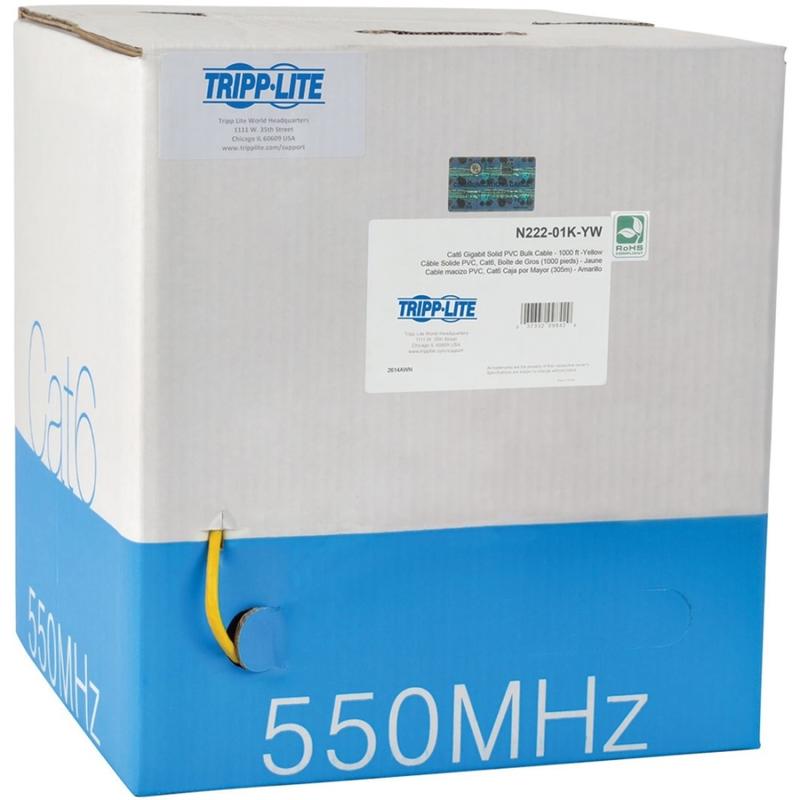Eaton Tripp Lite Series Cat6 Gigabit Solid Core UTP PVC Bulk Ethernet Cable, Yellow, 1000 ft. (304.8 m), TAA - N22201KYW MPN:N222-01K-YW