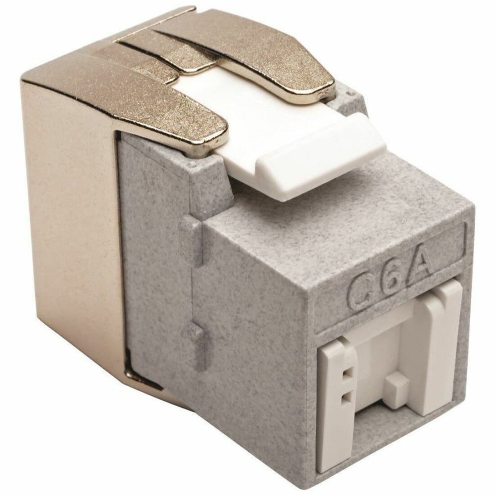 Tripp Lite Cat6a Keystone Jack with Dust Shutter, 180-Degree Toolless, Silver, 1 x RJ-45 Female, N238001GYTFA MPN:N238-001-GY-TFA