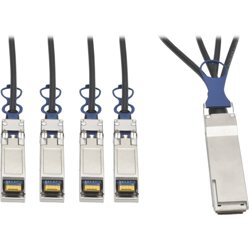 Tripp Lite 40GbE QSFP+ to 10GbE SFP+ Passive Copper Breakout Cable QSFP-4SFP10G-CU1M Compatible 1M 3ft, N28101MBK MPN:N281-01M-BK