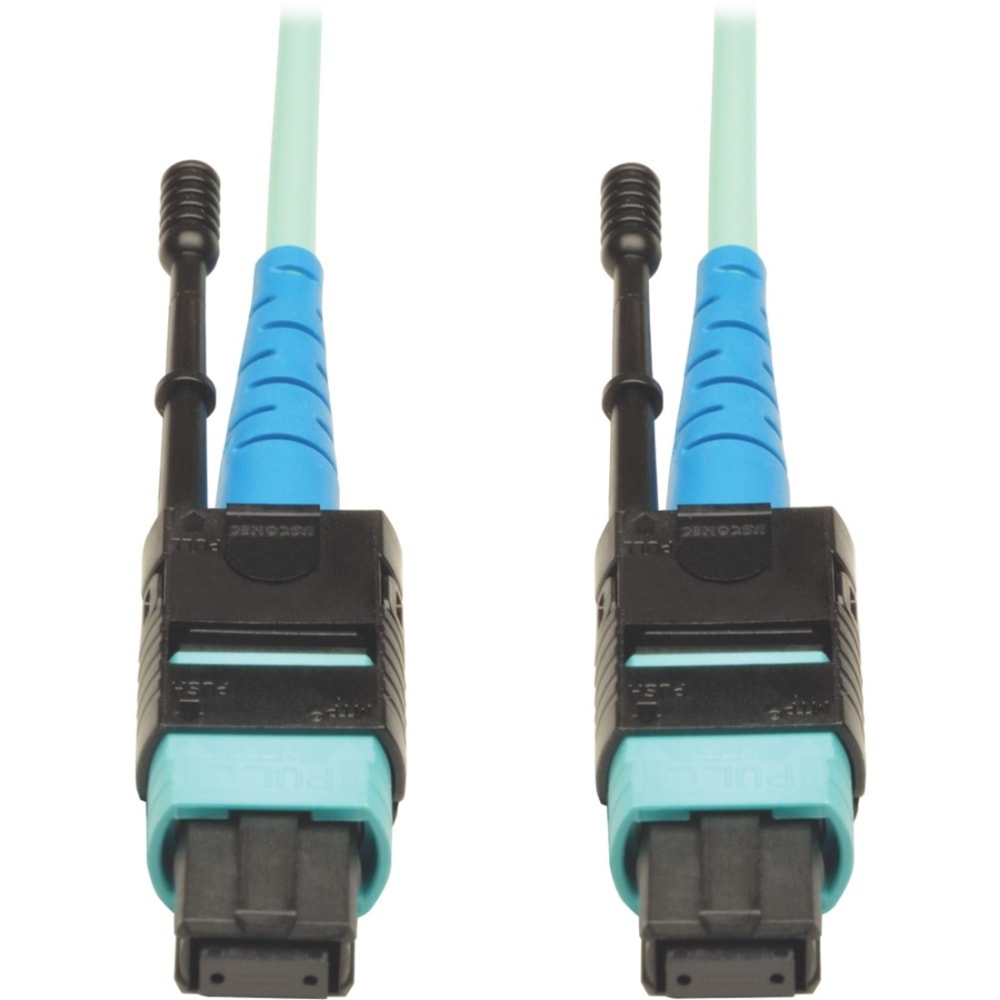 Tripp Lite MTP MPO Patch Cable Push Pull Tab 100GbE Aqua OM3 Plenum 3M 10ft 10ft 