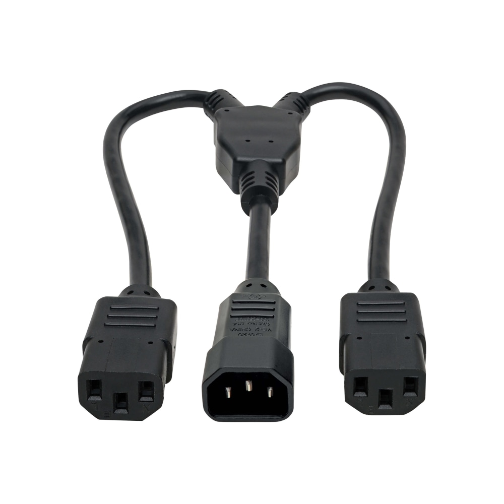 Eaton Tripp Lite Series Power Cord Splitter, C14 to 2xC13 PDU Style - 10A, 250V, 18 AWG, 18-in. (45.72 cm), Black - P00418N2C13 MPN:P004-18N-2C13