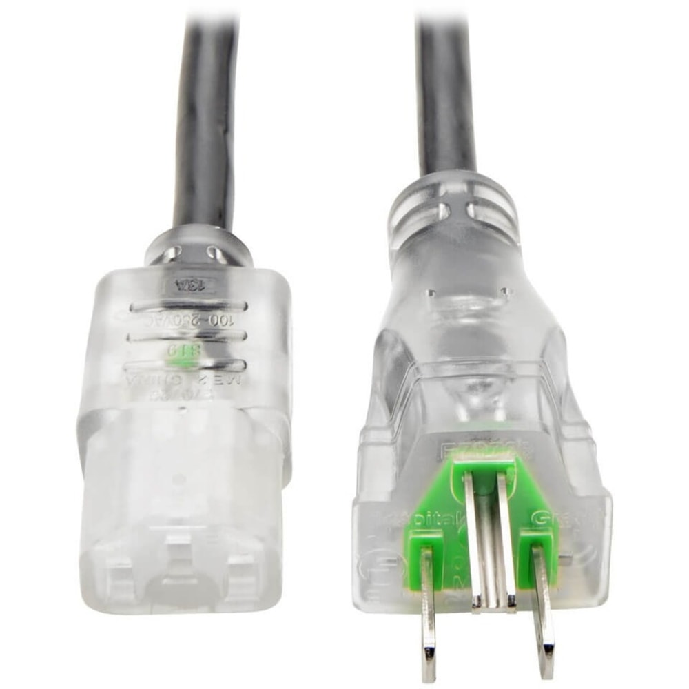Tripp Lite 6ft Computer Power Cord Hospital Medical Cable 5-15P to C13 Clear 13A 16AWG 6ft, P006006HG13CL MPN:P006-006-HG13CL