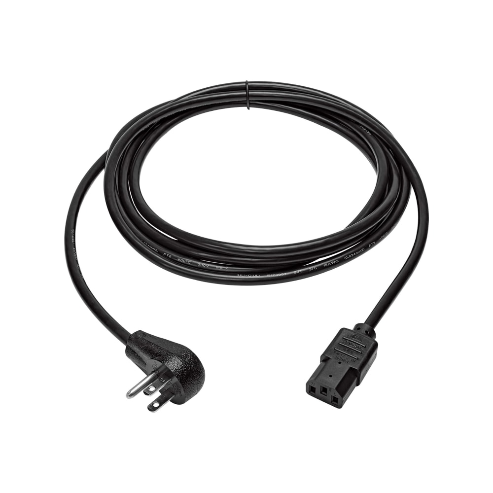 Eaton Tripp Lite Series Desktop Computer AC Power Cord, Right-Angle NEMA 5-15P to C13 - 10A, 125V, 18 AWG, 10 ft. (3.05 m), Black - P00601015D MPN:P006-010-15D