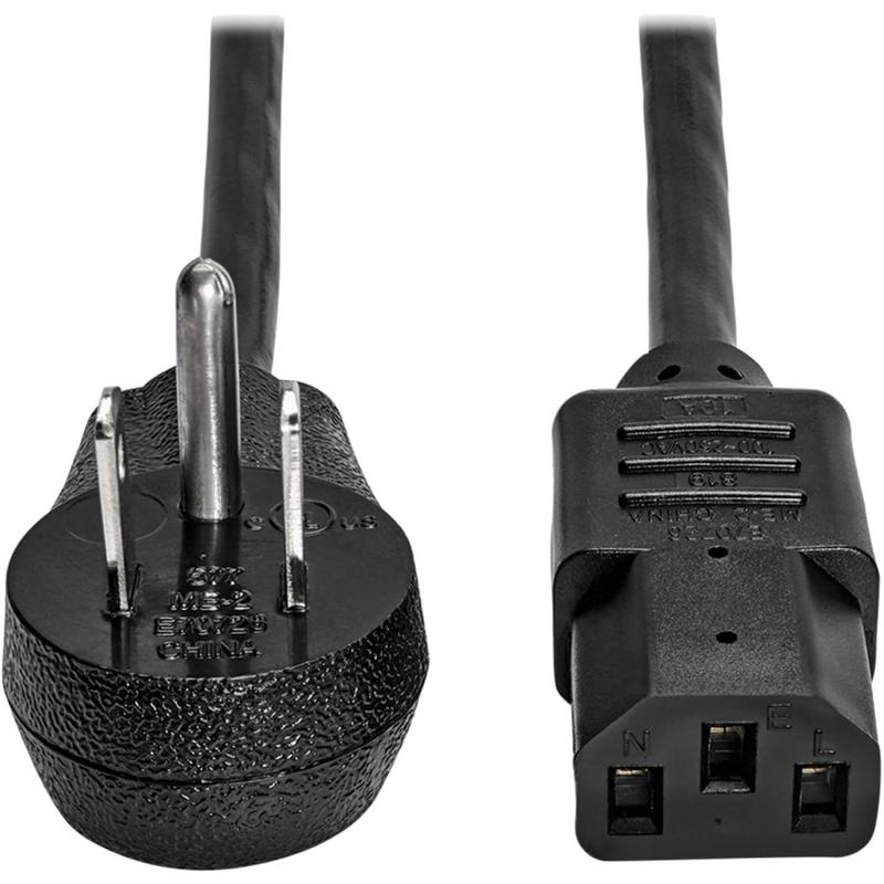 Eaton Tripp Lite Series Desktop Computer AC Power Cord, Right-Angle NEMA 5-15P to C13 - 10A, 125V, 18 AWG, 15 ft. (4.57 m), Black - P00601515D MPN:P006-015-15D