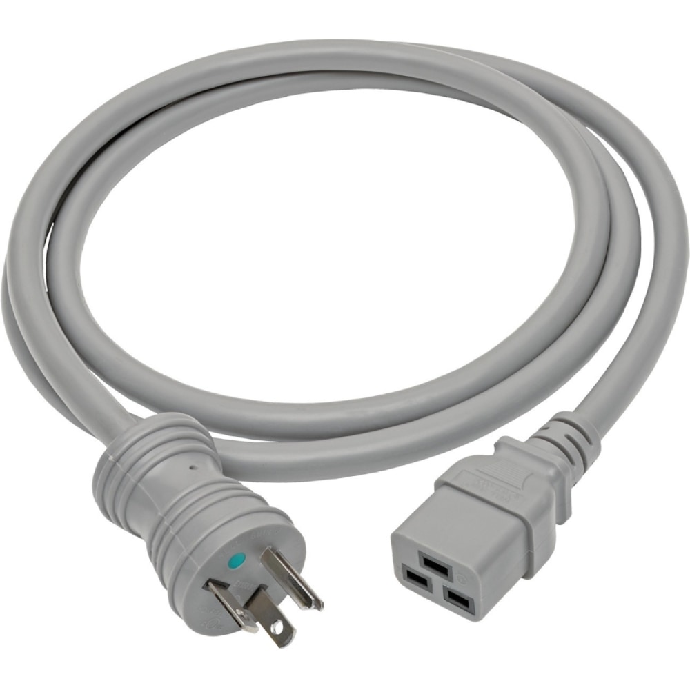 Eaton Tripp Lite Series Hospital-Grade Power Cord, NEMA 5-20P to C19 - Heavy-Duty, Green Dot, 20A, 125V, 12 AWG, 6 ft. (1.83 m), Gray - P049006GYHG MPN:P049-006-GY-HG