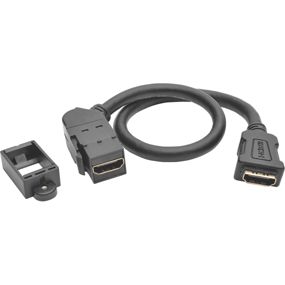 Tripp Lite High-Speed HDMI with Ethernet All-in-One Keystone/Panel Mount Coupler Cable (F/F) Angled Connector 1 ft. (0.31 m) - HDMI - P164001KPABK MPN:P164-001-KPA-BK
