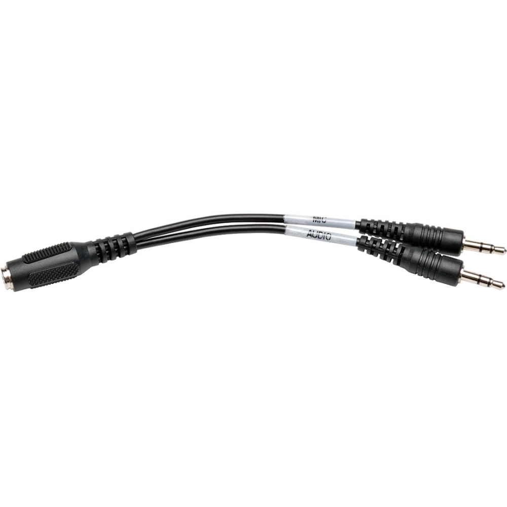 Eaton Tripp Lite Series 3.5 mm 4-Position to 3.5 mm 3-Position Audio Headset Splitter Adapter Cable (F/2xM), 6 in. (15.2 cm) - P31806NFMM MPN:P318-06N-FMM