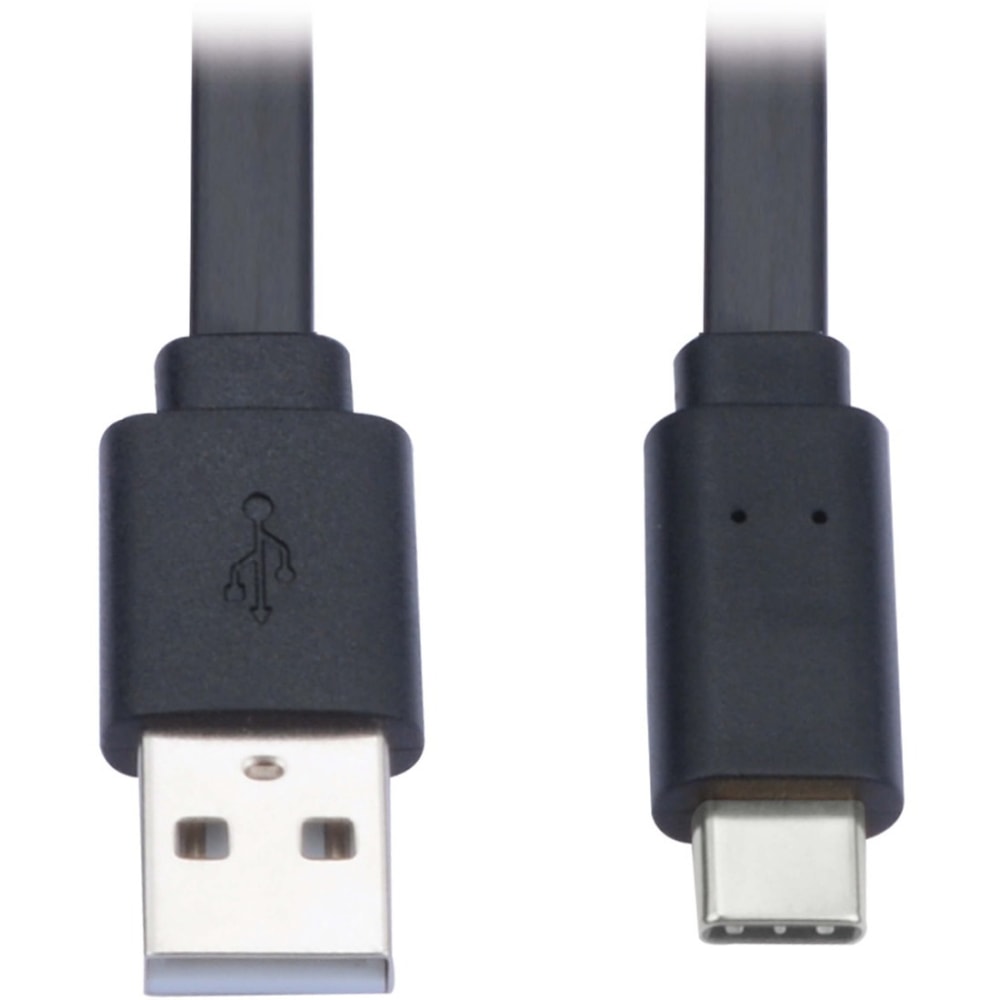 Tripp Lite USB-A to USB-C Flat Cable (M/M), Black, 3 ft. (0.9 m) - First End: 1x Type A Male USB - Second End: 1x Type C Male USB - U038003FL MPN:U038-003-FL