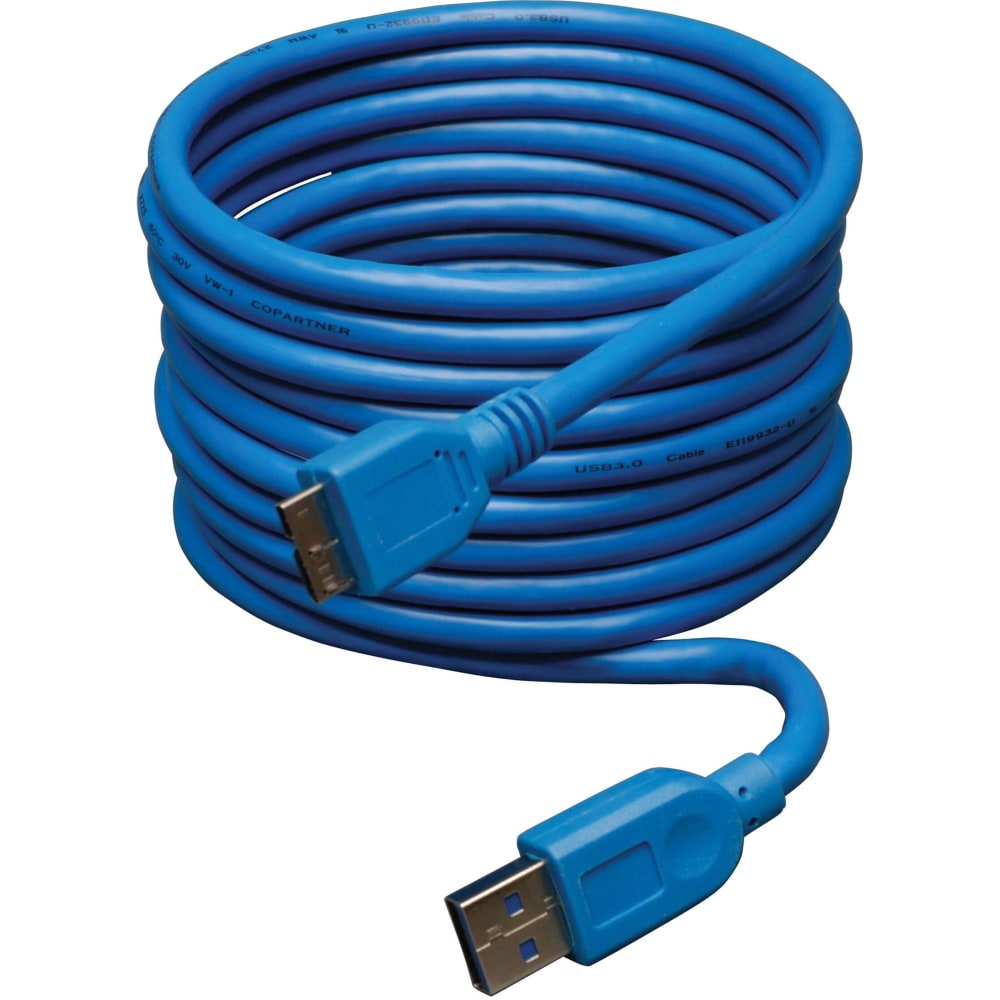 Eaton Tripp Lite Series USB 3.0 SuperSpeed Device Cable (A to Micro-B M/M), Blue, 10 ft. (3.05 m) - USB cable - U326010 MPN:U326-010