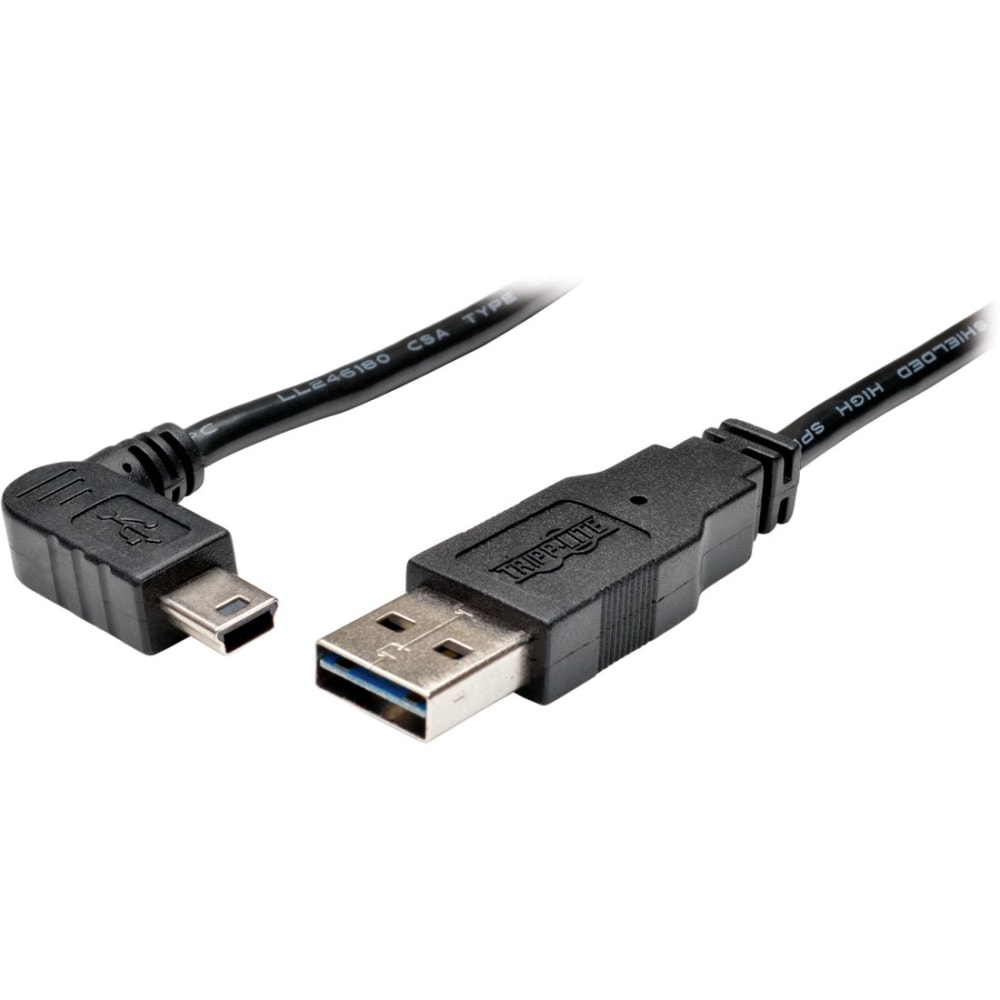 Eaton Tripp Lite Series 3ft USB 2.0 High Speed Cable Reversible A to Right Angle 5Pin Mini B M/M 3ft - UR030003RAB MPN:UR030-003-RAB