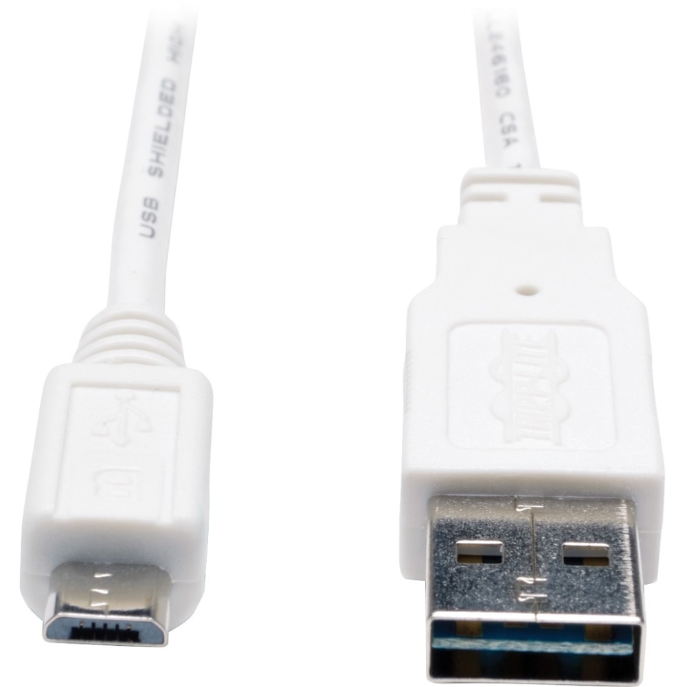 Eaton Tripp Lite Series Universal Reversible USB 2.0 Cable (Reversible A to 5Pin Micro B M/M) White, 3 ft. (0.91 m) - UR050003WH MPN:UR050-003-WH