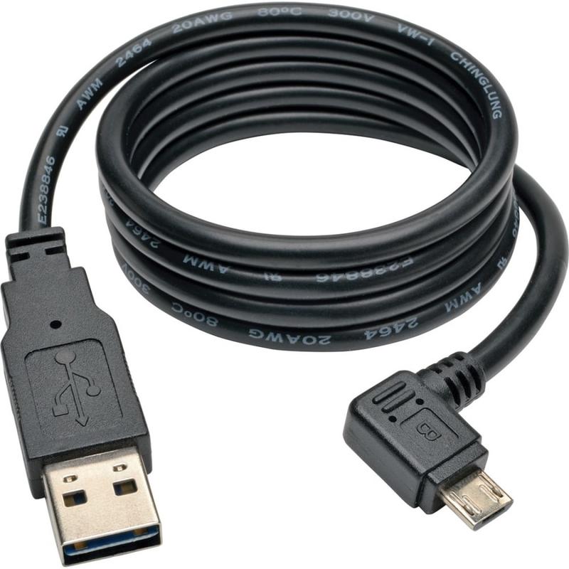 Tripp Lite Dedicated Reversible USB Charging Cable (Reversible A to Right-Angle 5-Pin Micro B) Black 3 ft. (0.91 m) - - UR05C003RB MPN:UR05C-003-RB