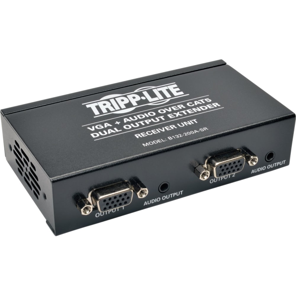 Tripp Lite Dual VGA & Audio over Cat5/Cat6 Video Extender Receiver EDID 300ft - Video/audio extender - receiver - over CAT 5/6 - 2 ports - up to 56.8 miles - for P/N: B132-002A-2, B132-004A-2 MPN:B132-200A-SR