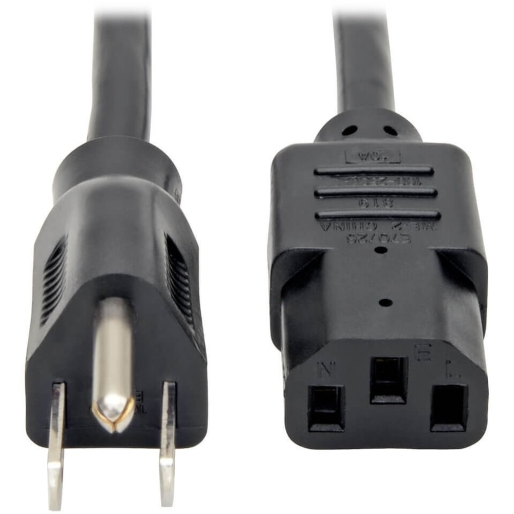 Eaton Tripp Lite Series Desktop Computer Power Cable, NEMA 5-15P to C13 - 10A, 125V, 18 AWG, 12 ft. (3.66 m), Black - P010012 MPN:P010-012