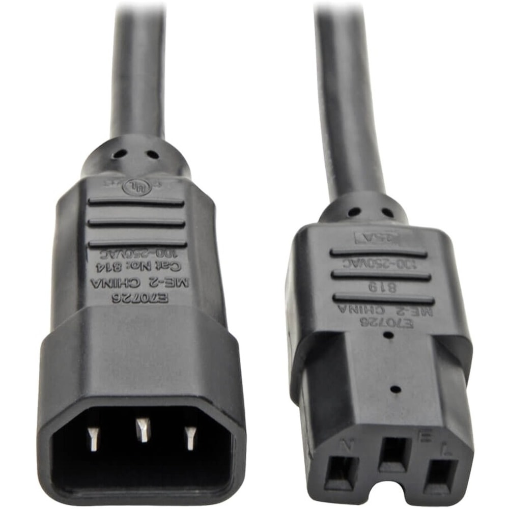 Eaton Tripp Lite Series Power Cord C14 to C15 - Heavy-Duty, 15A, 250V, 14 AWG, 3 ft. (0.91 m), Black - P018003 MPN:P018-003