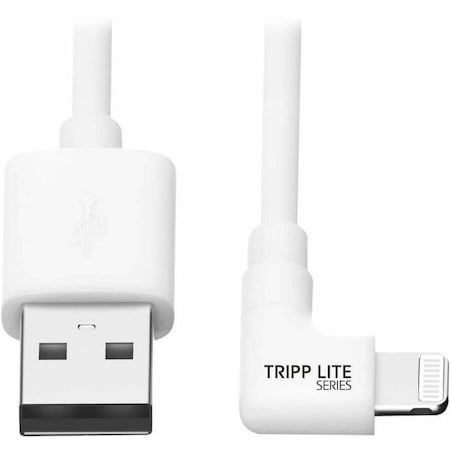 Lightning to USB Sync Charge Right-Angle iPhone iPad White 6ft MPN:M100-006-LRA-WH