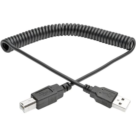 Hi-Speed USB 2.0 to USB B Cable Coiled USB A-B M/M 6FT 6ft MPN:U022-006-COIL