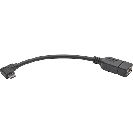 Micro USB-B to USB OTG Adapter Cable Right Angle White M/F - 6