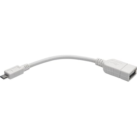 Micro USB-B to USB OTG Host Adapter Cable On the Go White M/F 6