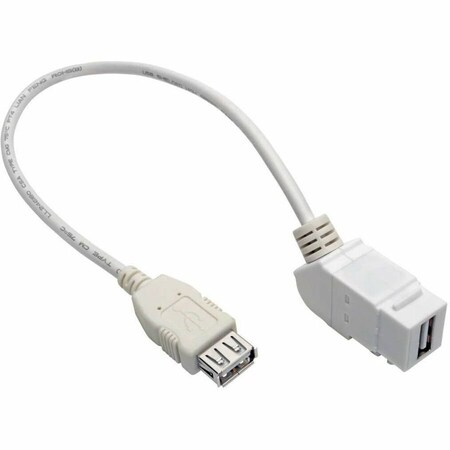 USB 2.0 Panel Mount Coupler Cable Keystone Jack White F/F 1ft 1FT MPN:U060-001-KPA-WH