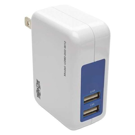 USB Charger, Wall Plug, 5V, 3.4A/17W, 2 port MPN:U280-002-W12