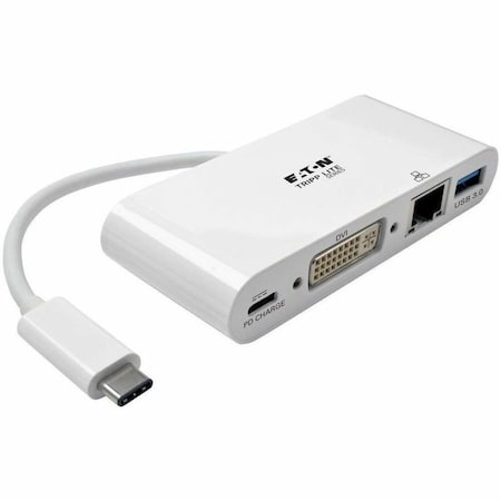 USB C to DVI Multiport Adapter w/ USB-A, USB-C PD Charging & Gbe MPN:U444-06N-DGU-C