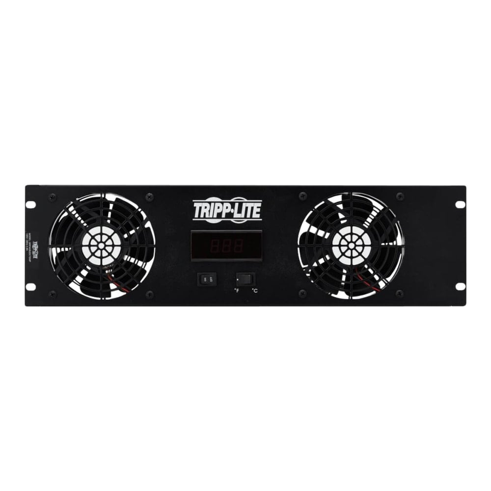 Eaton Tripp Lite Series Blanking Panel for 19 in. Racks - 3U, 2 12VDC Extra-Quiet Fans, Digital Temperature Sensor, LCD - SRFAN3UDCTEMP MPN:SRFAN3UDCTEMP