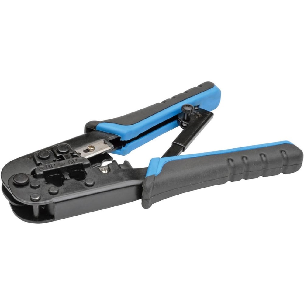 Tripp Lite RJ11 RJ12 RJ45 Crimping Tool with Cable Stripper Cat5e Cat6 - Heavy Duty, Comfortable Grip MPN:T100-001