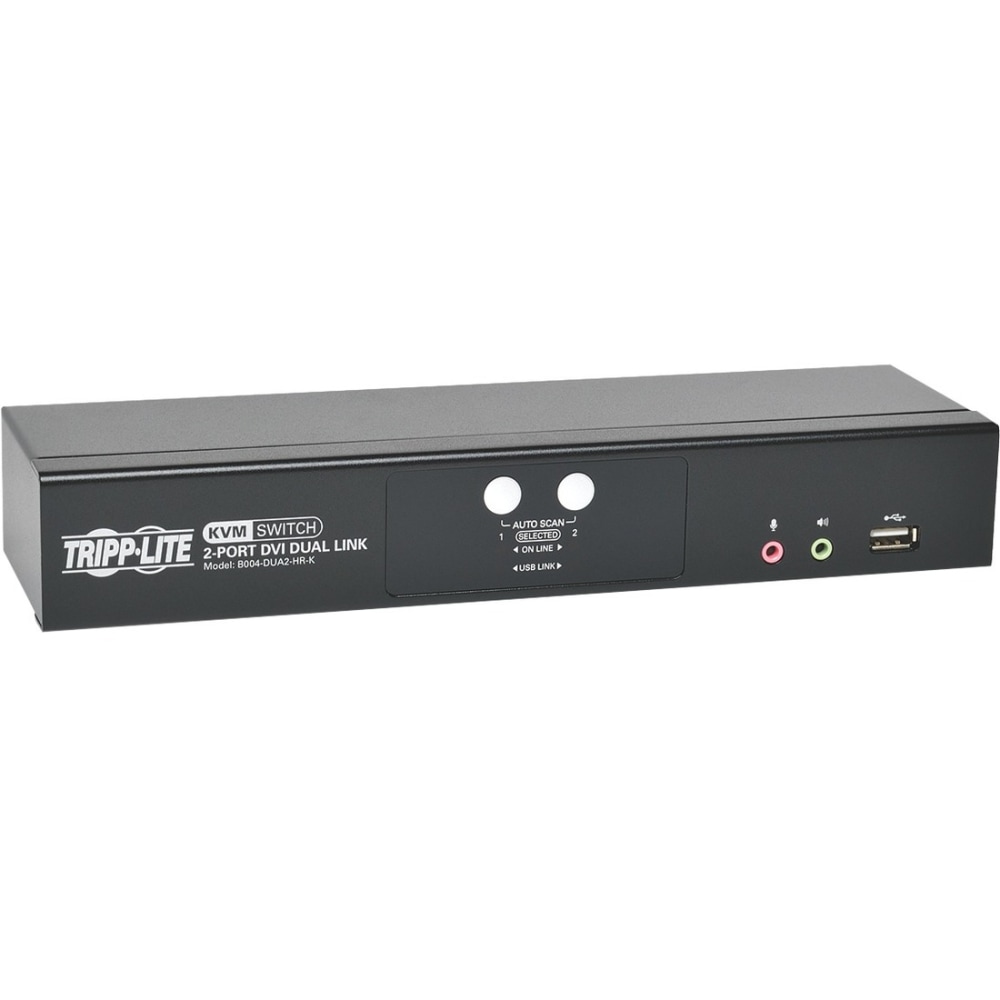 Tripp Lite 2-Port DVI Dual-Link / USB KVM Switch w/ Audio & Cables - KVM / audio switch - 2 x KVM / audio - 1 local user - desktop - TAA Compliant MPN:B004-DUA2-HR-K