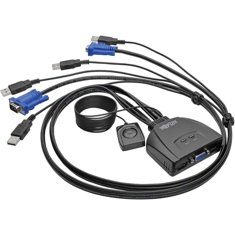 Eaton Tripp Lite series 2-Port USB/VGA Cable KVM Switch with Cables and USB Peripheral Sharing - KVM/USB switch - 2x KVM/USB - 1 local user - desktop MPN:B032-VU2